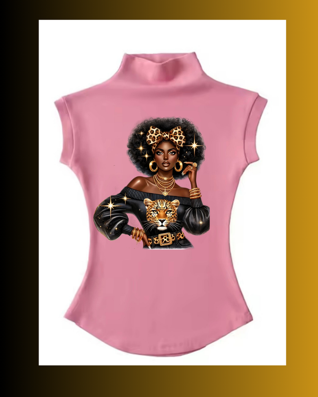 Women Summer Sexy Turtleneck Sleeveless T-Shirts Tops Solid Slim Fit Pullovers