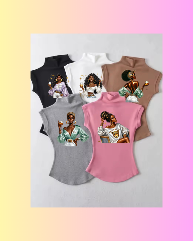 Women Summer Sexy Turtleneck Sleeveless T-Shirts Tops Solid Slim Fit Pullovers