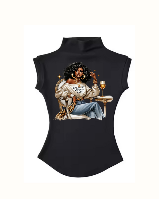 Women Summer Sexy Turtleneck Sleeveless T-Shirts Tops Solid Slim Fit Pullovers