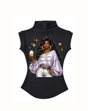 Women Summer Sexy Turtleneck Sleeveless T-Shirts Tops Solid Slim Fit Pullovers