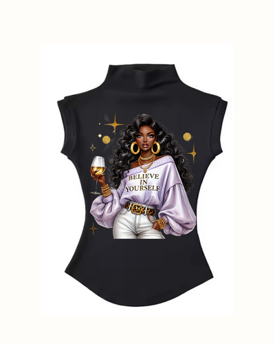 Women Summer Sexy Turtleneck Sleeveless T-Shirts Tops Solid Slim Fit Pullovers